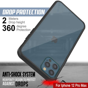 iPhone 12 Pro Max Case Punkcase® LUCID 2.0 Black Series w/ PUNK SHIELD Screen Protector | Ultra Fit (Color in image: light blue)