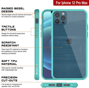 iPhone 12 Pro Max Case Punkcase® LUCID 2.0 Teal Series w/ PUNK SHIELD Screen Protector | Ultra Fit (Color in image: black)