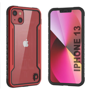 Punkcase iPhone 13 ravenger Case Protective Military Grade Multilayer Cover [Red] (Color in image: Red)