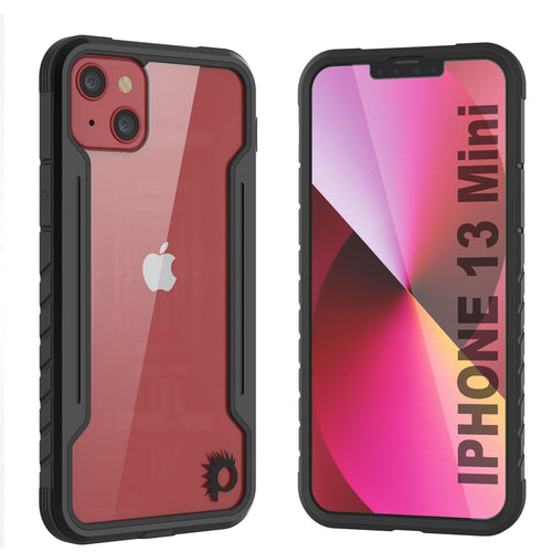 Punkcase iPhone 13 Mini ravenger Case Protective Military Grade Multilayer Cover [Black] (Color in image: Black)