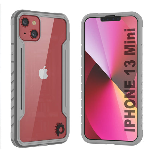 Punkcase iPhone 13 Mini ravenger Case Protective Military Grade Multilayer Cover [Grey] (Color in image: Grey)