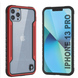 Punkcase iPhone 13 Pro ravenger Case Protective Military Grade Multilayer Cover [Red] (Color in image: Red)