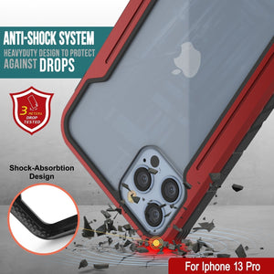 Funda defensiva Punkcase iPhone 14 Pro Ravenger MAG de grado militar con múltiples capas protectoras [Rojo].