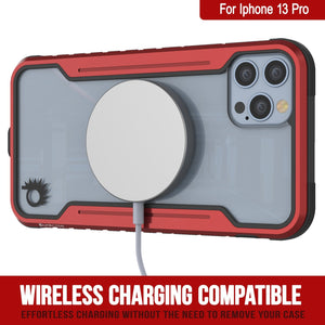 Funda defensiva Punkcase iPhone 14 Pro Ravenger MAG de grado militar con múltiples capas protectoras [Rojo].