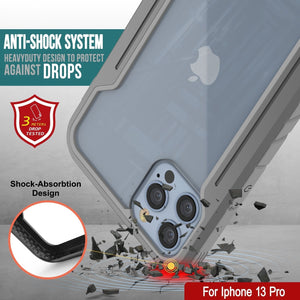 Punkcase iPhone 13 Pro ravenger Case Protective Military Grade Multilayer Cover [Grey] (Color in image: Grey-Black)