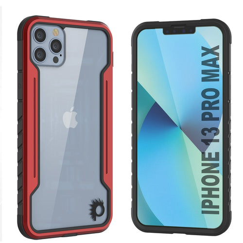 Punkcase iPhone 13 Pro Max ravenger Case Protective Military Grade Multilayer Cover [Red] (Color in image: Red)