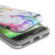 Cargar imagen en el visor de la galería, Punkcase iPhone 8 / 7 Marble Case, Protective Full Body Cover W/9H Tempered Glass Screen Protector (Blanco Marmo) (Color in image: Blue Marmo)
