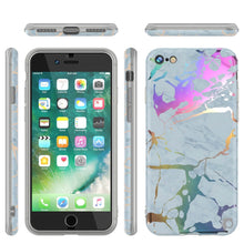 Cargar imagen en el visor de la galería, Punkcase iPhone SE (4.7&quot;) Marble Case, Protective Full Body Cover W/9H Tempered Glass Screen Protector (Blue Marmo) 
