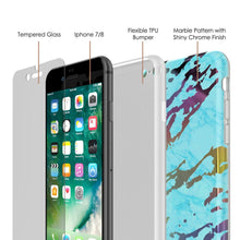 Cargar imagen en el visor de la galería, Punkcase iPhone SE (4.7&quot;) Marble Case, Protective Full Body Cover W/9H Tempered Glass Screen Protector (Teal Onyx) (Color in image: Blanco Marmo)
