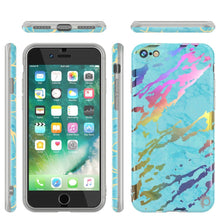 Cargar imagen en el visor de la galería, Punkcase iPhone SE (4.7&quot;) Marble Case, Protective Full Body Cover W/9H Tempered Glass Screen Protector (Teal Onyx) 

