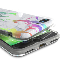 Cargar imagen en el visor de la galería, Punkcase iPhone 8+ / 7+ Plus Marble Case, Protective Full Body Cover W/9H Tempered Glass Screen Protector (Blanco Marmo) (Color in image: Blue Marmo)

