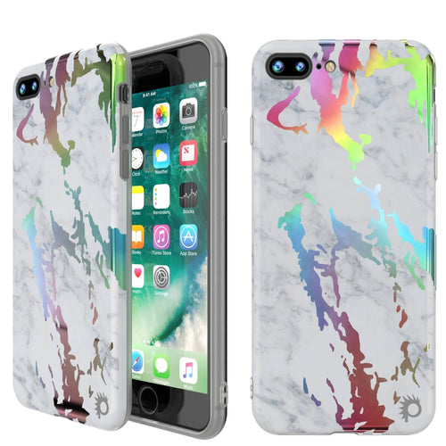 Punkcase iPhone 8+ / 7+ Plus Marble Case, Protective Full Body Cover W/9H Tempered Glass Screen Protector (Blanco Marmo) (Color in image: Blanco Marmo)