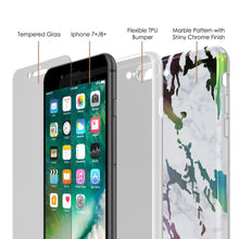 Cargar imagen en el visor de la galería, Punkcase iPhone 8+ / 7+ Plus Marble Case, Protective Full Body Cover W/9H Tempered Glass Screen Protector (Blanco Marmo) (Color in image: Teal Onyx)
