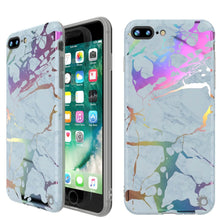 Cargar imagen en el visor de la galería, Punkcase iPhone 8+ / 7+ Plus Marble Case, Protective Full Body Cover W/9H Tempered Glass Screen Protector (Blue Marmo) (Color in image: Blue Marmo)
