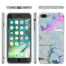 Cargar imagen en el visor de la galería, Punkcase iPhone 8+ / 7+ Plus Marble Case, Protective Full Body Cover W/9H Tempered Glass Screen Protector (Blue Marmo) 
