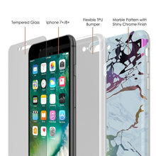 Cargar imagen en el visor de la galería, Punkcase iPhone 8+ / 7+ Plus Marble Case, Protective Full Body Cover W/9H Tempered Glass Screen Protector (Blue Marmo) (Color in image: Rose Mirage)
