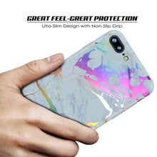 Cargar imagen en el visor de la galería, Punkcase iPhone 8+ / 7+ Plus Marble Case, Protective Full Body Cover W/9H Tempered Glass Screen Protector (Blue Marmo) (Color in image: Blanco Marmo)
