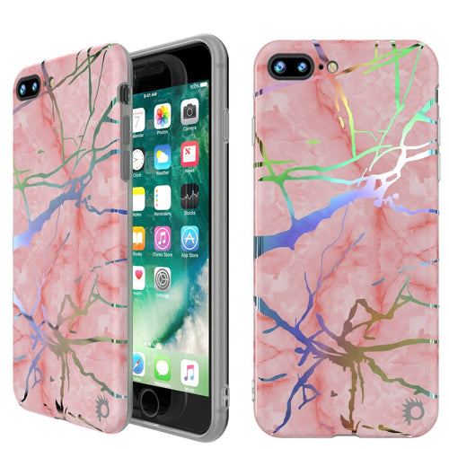 Punkcase iPhone 8+ / 7+ Plus Marble Case, Protective Full Body Cover W/9H Tempered Glass Screen Protector (Rose Mirage) (Color in image: Rose Mirage)