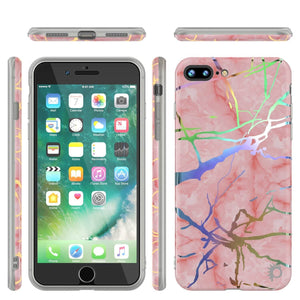 Punkcase iPhone 8+ / 7+ Plus Marble Case, Protective Full Body Cover W/9H Tempered Glass Screen Protector (Rose Mirage) 