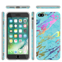 Cargar imagen en el visor de la galería, Punkcase iPhone 8+ / 7+ Plus Marble Case, Protective Full Body Cover W/9H Tempered Glass Screen Protector (Teal Onyx) 
