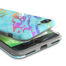 Cargar imagen en el visor de la galería, Punkcase iPhone 8+ / 7+ Plus Marble Case, Protective Full Body Cover W/9H Tempered Glass Screen Protector (Teal Onyx) (Color in image: Black Mirage)
