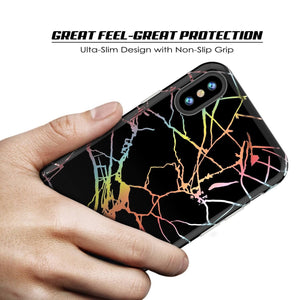 Punkcase iPhone X Marble Case, Protective Full Body Cover W/9H Tempered Glass Screen Protector (Black Mirage) (Color in image: Rose Gold Mirage)