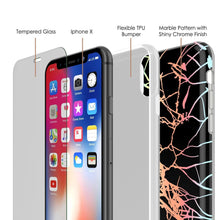 Cargar imagen en el visor de la galería, Punkcase iPhone X Marble Case, Protective Full Body Cover W/9H Tempered Glass Screen Protector (Black Mirage) (Color in image: Blue Marmo)
