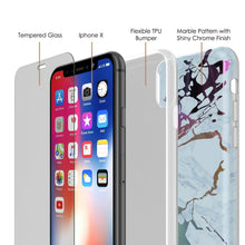 Load image into Gallery viewer, Punkcase iPhone X Marble Case, Protective Full Body Cover W/9H Tempered Glass Screen Protector (Blue Marmo) (Color in image: Black Mirage)

