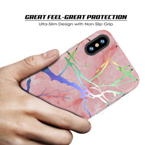 Punkcase iPhone X Marble Case, Protective Full Body Cover W/9H Tempered Glass Screen Protector (Rose Gold Mirage) (Color in image: Blue Marmo)