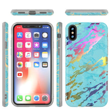 Load image into Gallery viewer, Punkcase iPhone X Marble Case, Protective Full Body Cover W/9H Tempered Glass Screen Protector (Teal Onyx) 
