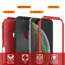 Cargar imagen en el visor de la galería, Punkcase for iPhone XR Belt Clip Multilayer Holster Case [Patron Series] [Red-Black] (Color in image: Navy)
