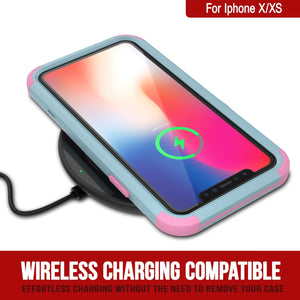 Punkcase for iPhone XS Belt Clip Multilayer Holster Case [Patron Series] [Mint-Pink] 