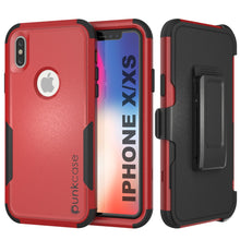 Cargar imagen en el visor de la galería, Punkcase for iPhone XS Belt Clip Multilayer Holster Case [Patron Series] [Red-Black] (Color in image: Red-Black)
