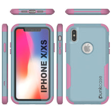 Cargar imagen en el visor de la galería, Punkcase for iPhone XS Belt Clip Multilayer Holster Case [Patron Series] [Mint-Pink] (Color in image: Navy)
