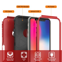 Cargar imagen en el visor de la galería, Punkcase for iPhone XS Belt Clip Multilayer Holster Case [Patron Series] [Red-Black] (Color in image: Navy)
