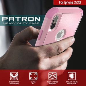 Punkcase for iPhone XS Belt Clip Multilayer Holster Case [Patron Series] [Pink] (Color in image: Red-Black)