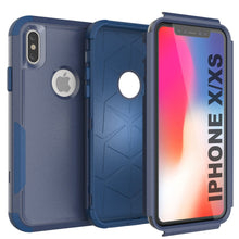 Cargar imagen en el visor de la galería, Punkcase for iPhone X Belt Clip Multilayer Holster Case [Patron Series] [Navy] 
