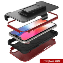 Cargar imagen en el visor de la galería, Punkcase for iPhone XS Belt Clip Multilayer Holster Case [Patron Series] [Red-Black] 
