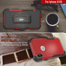 Cargar imagen en el visor de la galería, Punkcase for iPhone XS Belt Clip Multilayer Holster Case [Patron Series] [Red-Black] 
