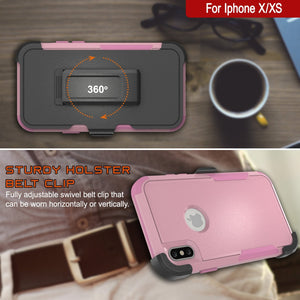 Punkcase for iPhone XS Belt Clip Multilayer Holster Case [Patron Series] [Pink] 