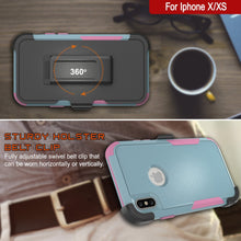 Cargar imagen en el visor de la galería, Punkcase for iPhone XS Belt Clip Multilayer Holster Case [Patron Series] [Mint-Pink] 
