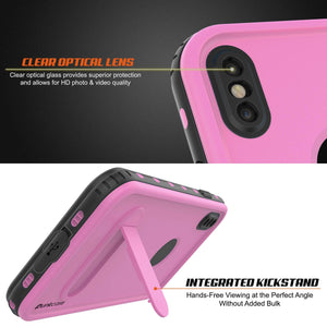 iPhone XS Waterproof Case, Punkcase [KickStud Series] Armor Cover [Pink] (Color in image: White)