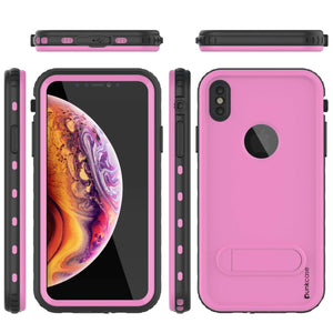 iPhone XS Waterproof Case, Punkcase [KickStud Series] Armor Cover [Pink] (Color in image: Red)