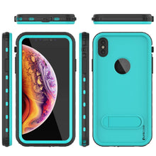 Cargar imagen en el visor de la galería, iPhone XS Waterproof Case, Punkcase [KickStud Series] Armor Cover [Teal] (Color in image: Light Green)
