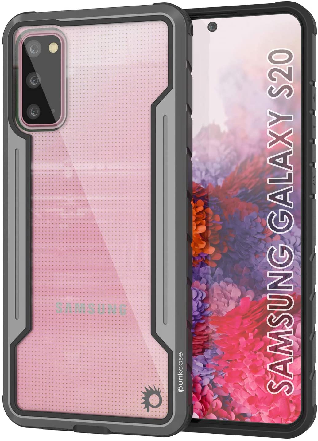 Punkcase S20 ravenger Case Protective Military Grade Multilayer Cover [Grey-Black] (Color in image: Grey-Black)