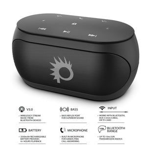 Punkcase SILENCER Powerful and Portable Bluetooth Speaker W/Enhanced Bass TF/SD Card Slot/AUX Input, Hands Free Speakerphone W/Mic 