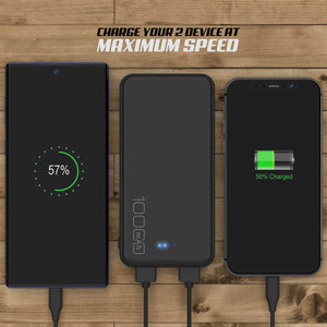 PunkCase PowerBank 10000mah Battery Pack for iPhone X/XS/Max/XR / 11/10, iPad, Samsung Galaxy S10 / S9 and Many More [Black] 