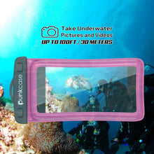 Cargar imagen en el visor de la galería, Waterproof Phone Pouch, PunkBag Universal Floating Dry Case Bag for most Cell Phones [Pink] (Color in image: Black)
