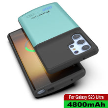 Cargar imagen en el visor de la galería, PunkJuice S23 Ultra Battery Case Teal - Estuche de batería ultra portátil de color verde azulado con banco de energía de carga de 4800mAh.
