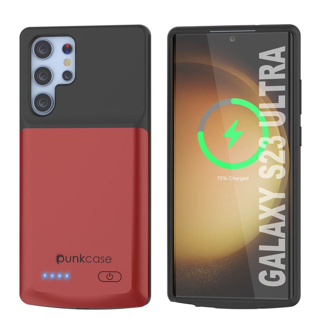 PunkJuice S23 Ultra Battery Case Red - Cargador Portátil de Energía con Banco de Jugo de 4800mAh.